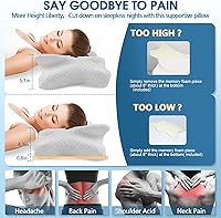 Vista 2 de Almohadas de espuma viscoelástica, almohada cervical para aliviar el dolor de cuello y hombros, almohada ergonómica de contorno de cama, suave