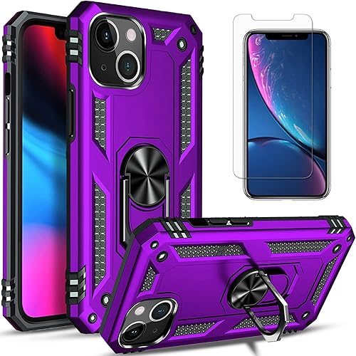 Funda para iPhone 13, con protector de pantalla de vidrio templado incluido grado militar de 12 pies a prueba de golpes, anillo de metal a prueba de disponible en Yaxa Venezuela