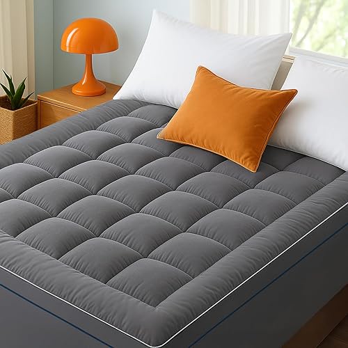 Bedsure Full Size Mattress Topper, 900GSM Thick Soft Pillow Top Mattress Topper with Deep Pocket up to 6-21 Inches, Quilted Fitted Breathable Bed Pad Cover for Home, Bedroom, Hotel, Grey
