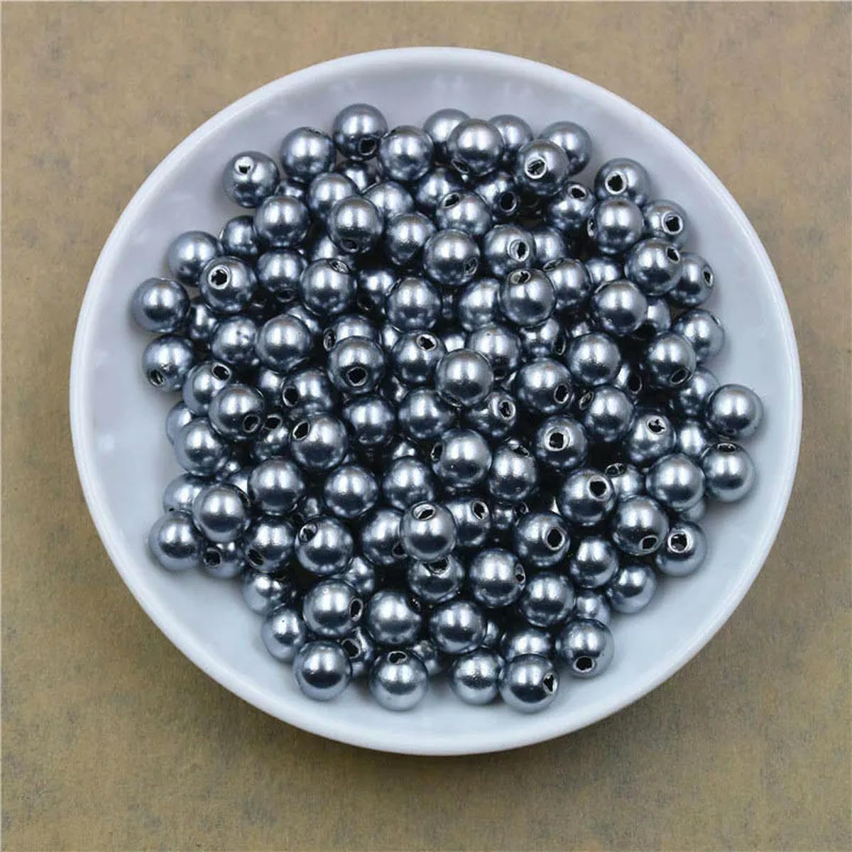 HUIOYG 50-1000Pcs with Hole ABS Imitation Pearl Bead 4/6/8/10/12MM for DIY Jewelry