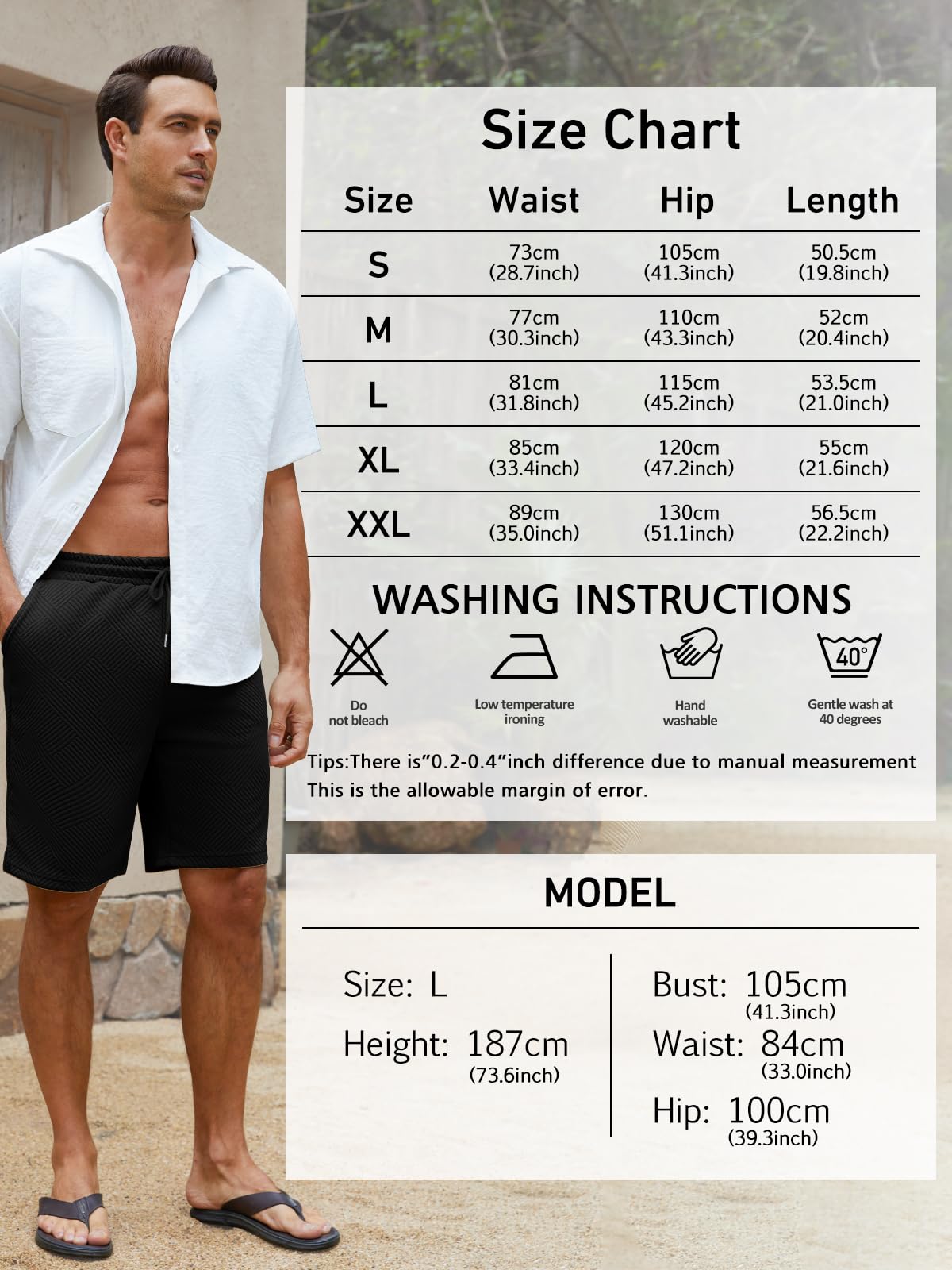 Pantalones Cortos Hombre Verano Bermudas Ligero Transpirable Bolsillos
