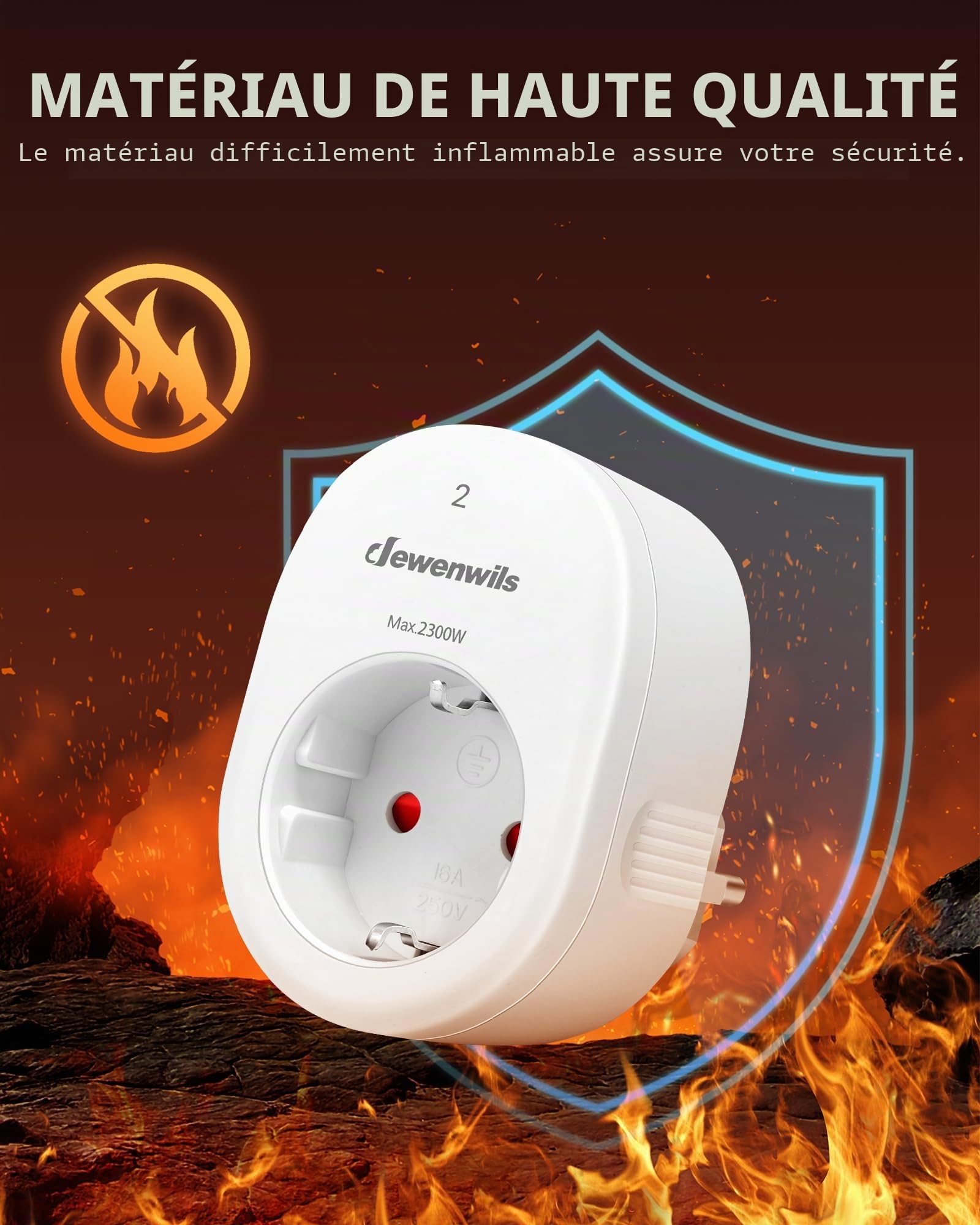 DEWENWILS Prises radiocommandées avec télécommande, 2300 W prise avec 1 télécommande, portée 30 m, lot de 4 prises radiocommandées, programmables et extensibles, blanc