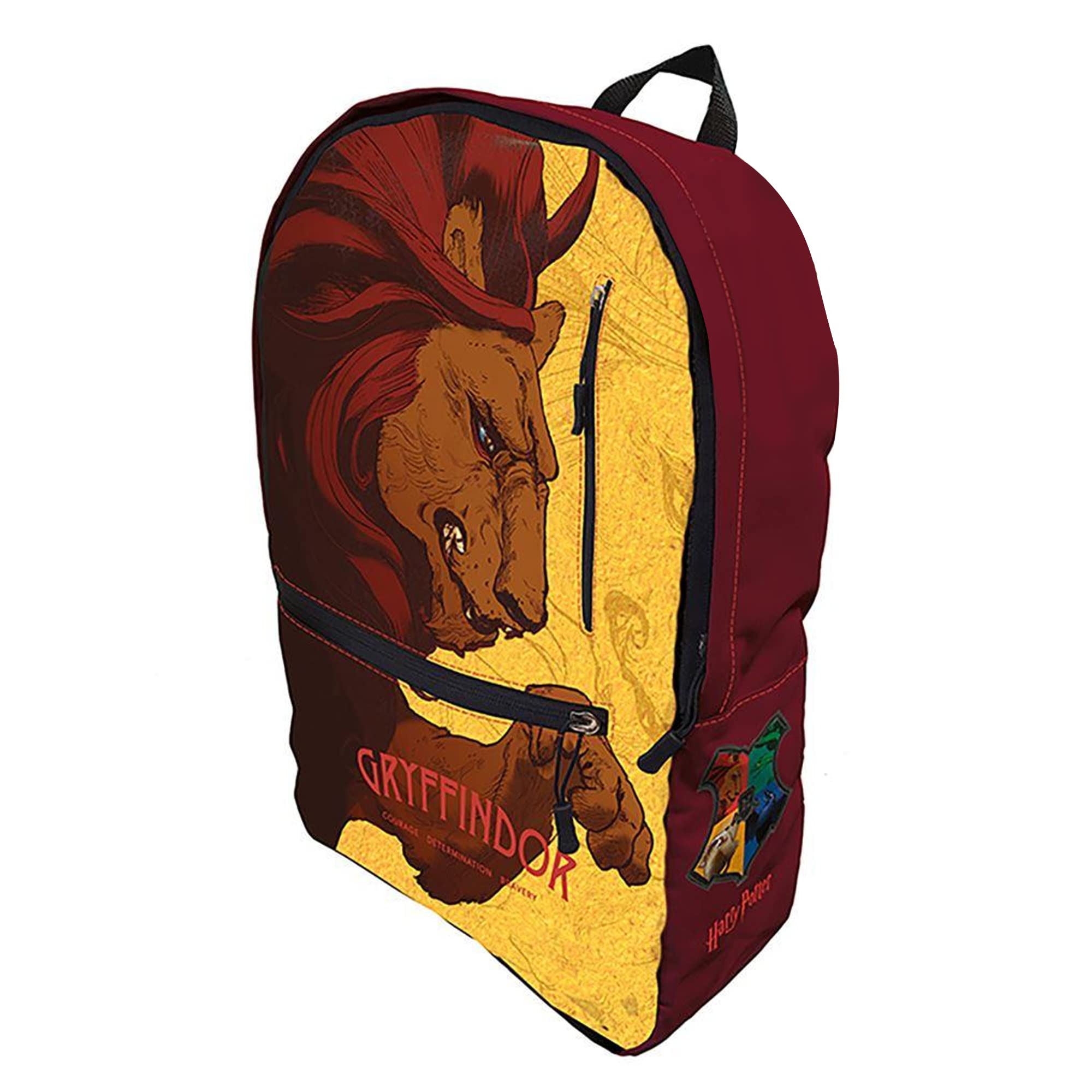 Harry Potter Unisex (Intricate Houses Gryffindor) Backpack, Brown/Yellow
