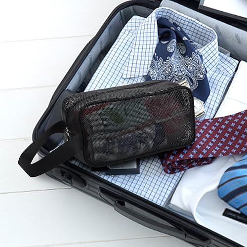 Miniatura 5 de Moyad Organizador de ducha de malla portátil, bolsa de aseo para dormitorio universitario, artículos esenciales para niñas, chicos, bolsa de