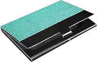 Vista 1 de Portatarjetas de visita de metal para hombres y mujeres, turquesa chispas caso de tarjeta de visita de bolsillo titulares de tarjetas de acero