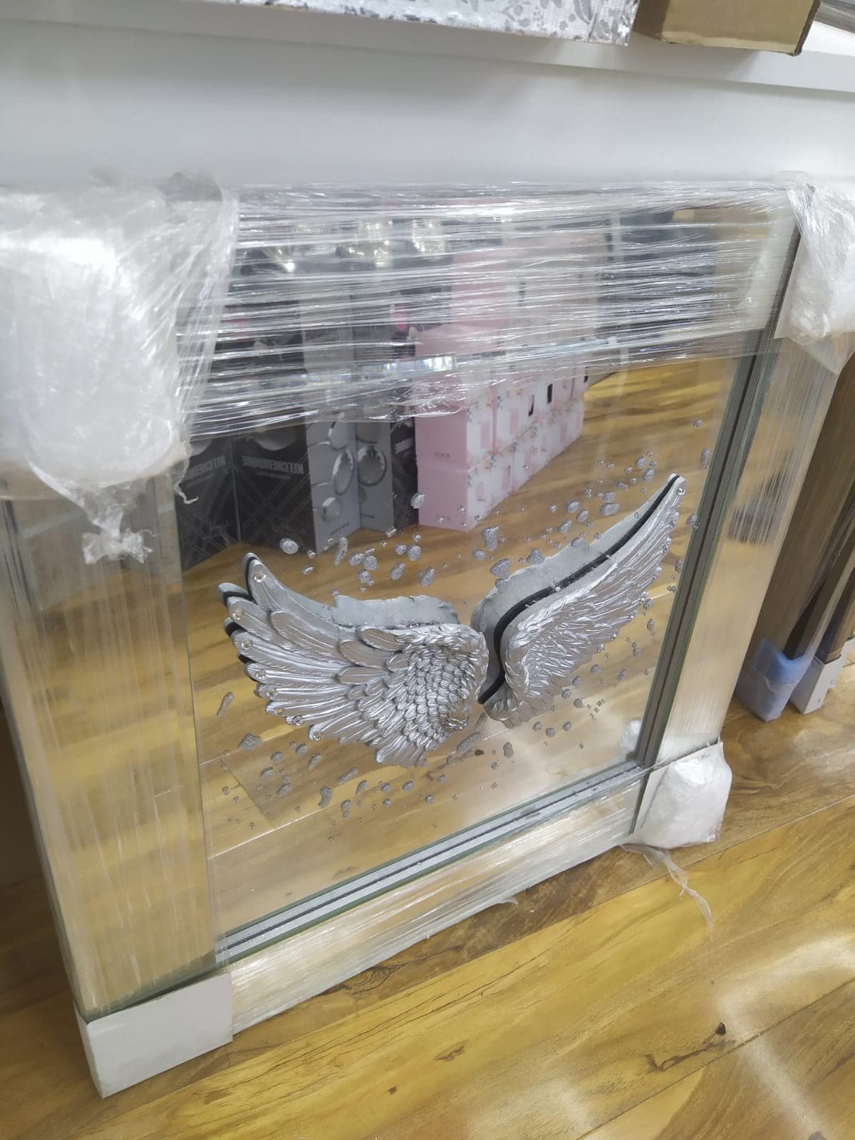 Biznest MODERN LIQUID GLITTER WALL ART WITH MIRRORED EDGES Extra Large Size 55X55Cm (Biz1047)