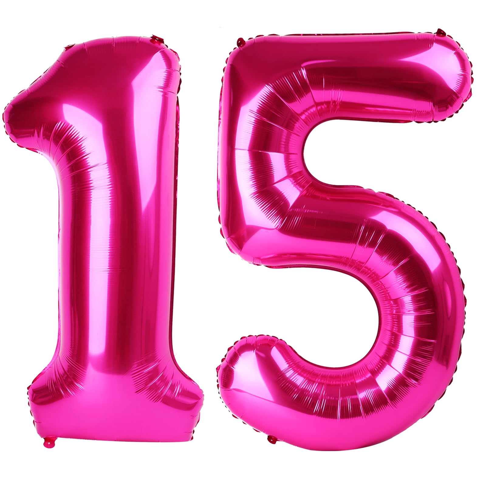 Kelfuoya Rose Red Number 15 Digital Balloon | Jumbo Mylar Foil Helium Balloon for 15 Birthday Party - main product image
