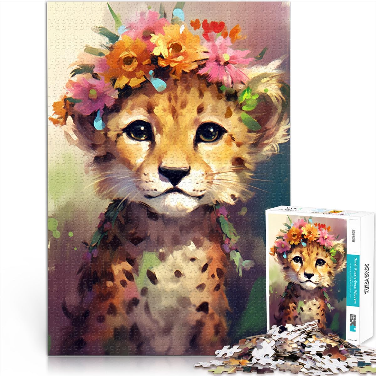 Puzzles 2000 pièces pour Adultes Puzzle Bébé Léopard Puzzle Éducatif Jeu Familial Puzzles Drôles 27,56 po x 39,37 po pour Les 14 Ans