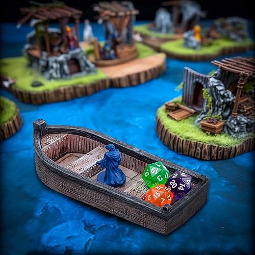 Miniatura 7 de CZYY DND Skiff - Bote de remo medieval de resina pintada a mano en miniatura de 1.102 in RPG para juegos de guerra y TTRPG