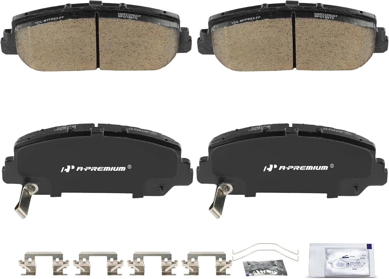 A-Premium Front Ceramic Brake Pads Set Compatible with Honda Civic 2017-2020, Accord 2016-2017 & Acura RDX 2013-2018, ILX 2016-2022, RLX 2014-2020, 4-Pack