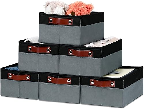 Bidtakay Contenedores de almacenamiento pequeños para organizar contenedores plegables para estantes, paquete de 6 contenedores de armario de lados