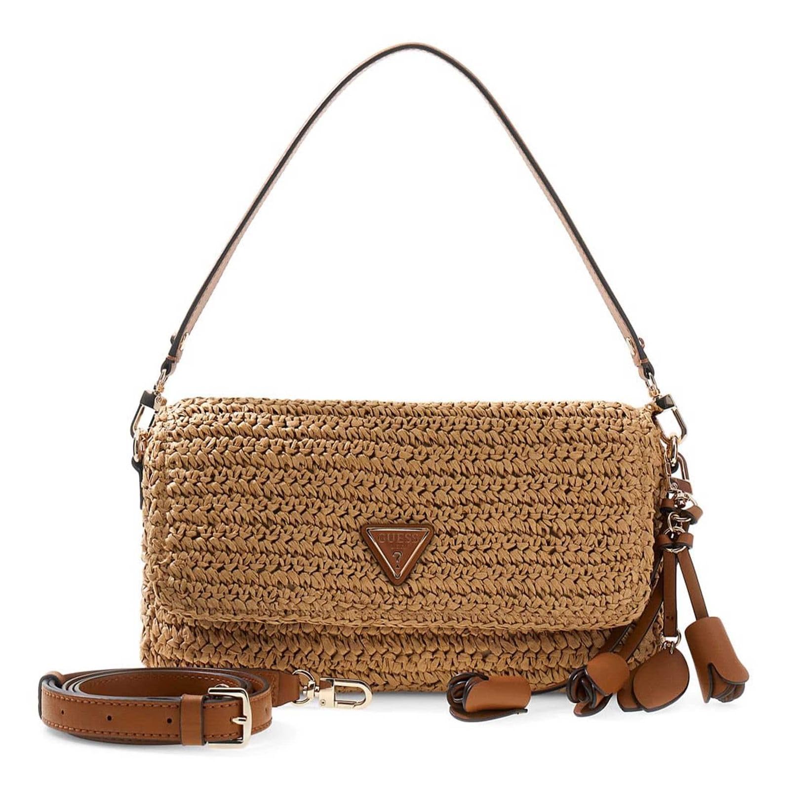 GUESS Schultertasche Umhängetasche Ofelia Flap Shoulder Bag Natural/Cognac hellbraun