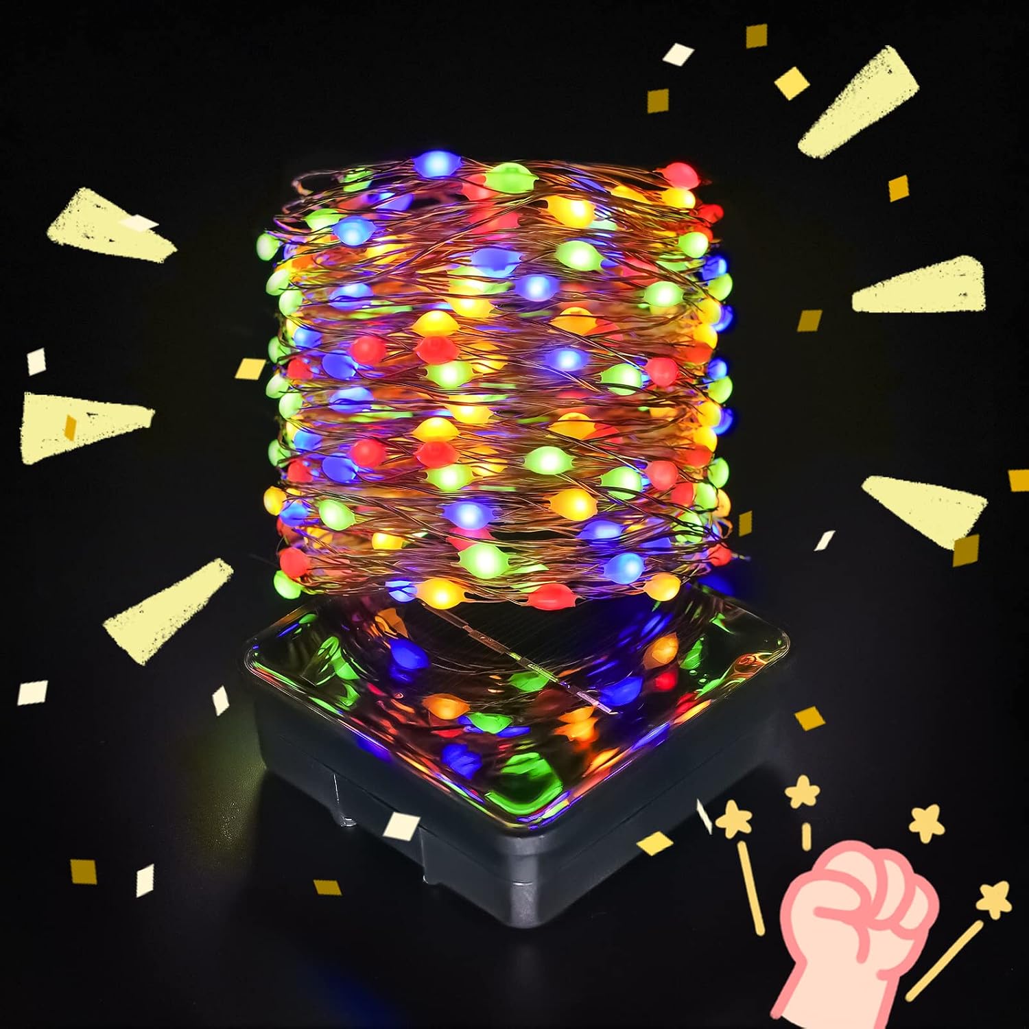 JMEXSUSS 2 Pack 200 LED Solar Fairy Lights, Multicolor Solar Christmas Lights Outdoor Waterproof (Upgraded Oversize Light Beads), 66ft Solar String Lights, for Patio Garden Xmas Decoration