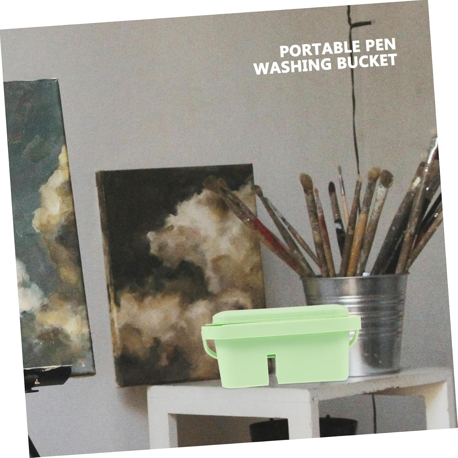 Gadpiparty Watercolor Brush Cleaner Bucket Portable Multi Functional Paint Brush Holder Mixing Container with Handle Lightweight Art Tool for Artists Students for Watercolor
