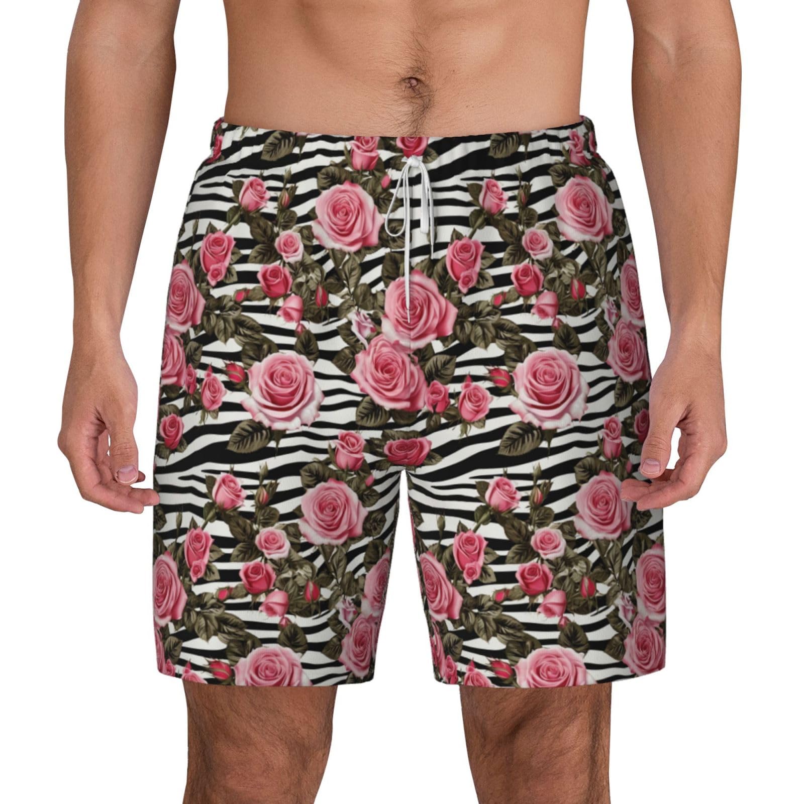 Pantalones cortos de baño para hombre con estampado de cebra 8