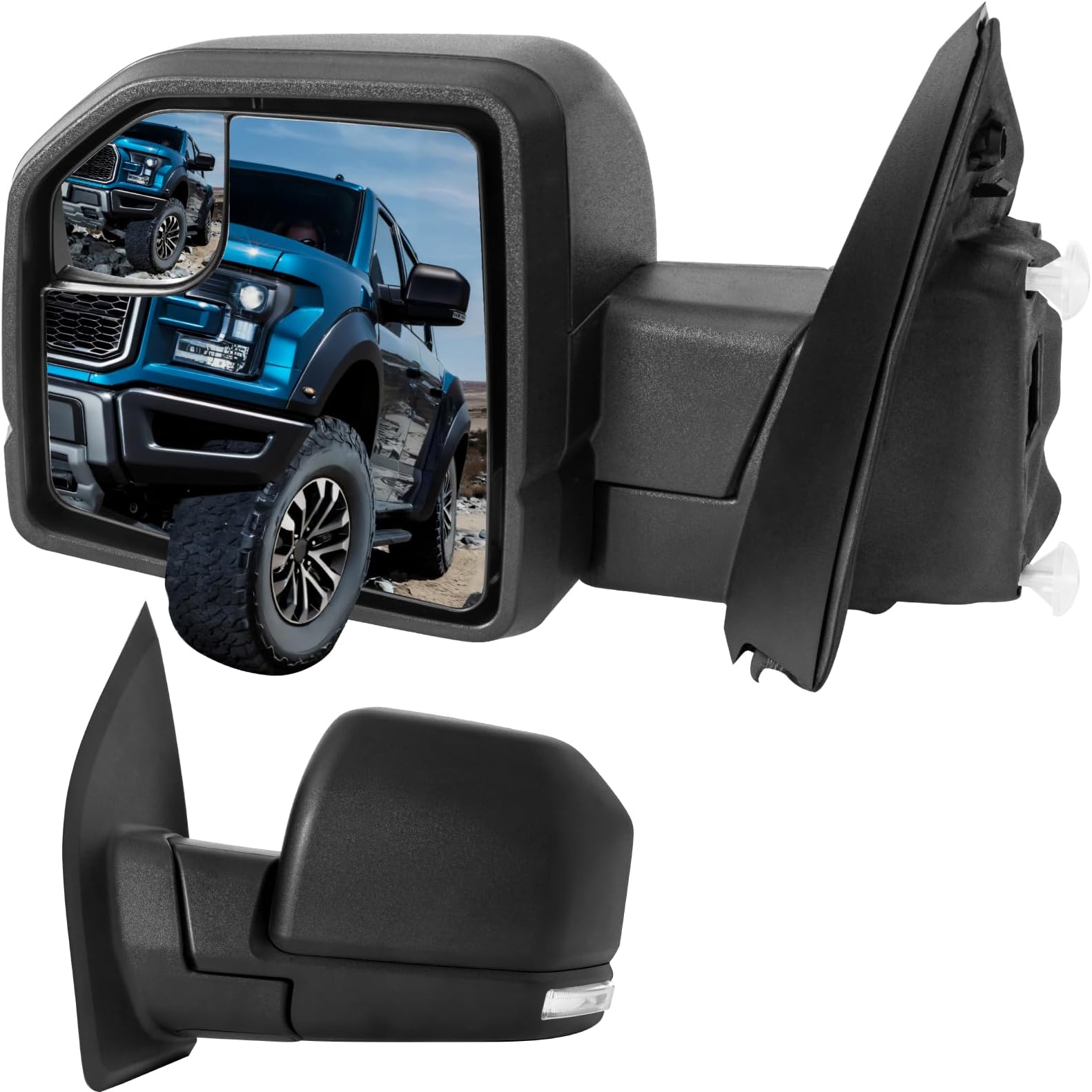 Left Driver Side Mirror Fits Ford F150 Side Mirror 2015 2016 2017 2018 2019 2020 Side View Mirror, w/Heated, Turn Signal Light, 6 pins #FO1320556