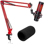 SUNMON QuadCast Boom Arm Mic Stand with Foam Cover, Adjustable White Microphone Arm Stand for HyperX QuadCast, QuadCast S and QuadCast 2