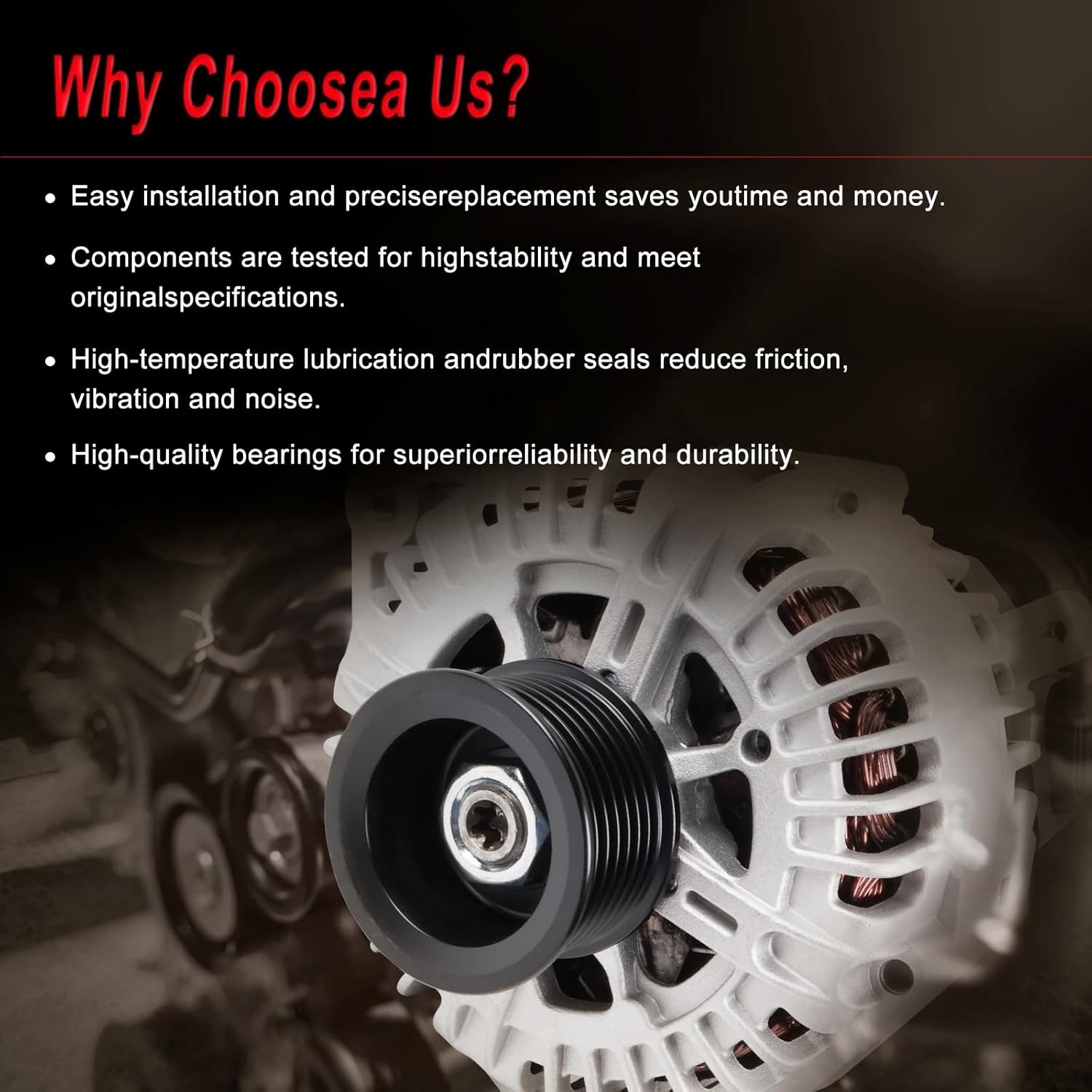 Alternator Compatible with Armada 07-15, Frontier 08-19, Pathfinder 08-12, NV1500 NV2500 NV3500 12-17, Titan 08-15, Xterra 07-15, Equator 09-12, QX56 08-10, Alternator Replace for 23100ZH00A