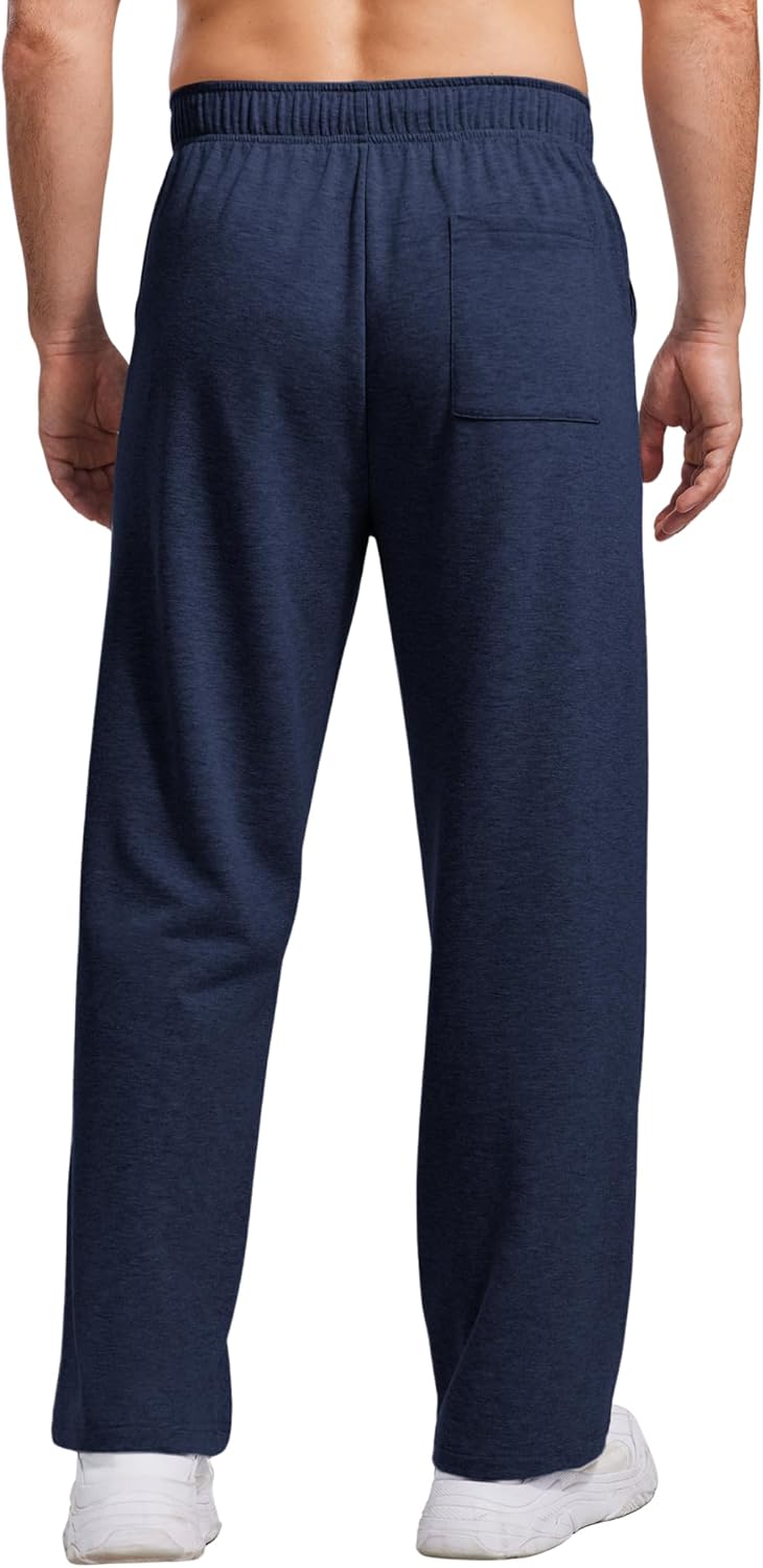 PINSPARK Men's Lightweight Sweatpants Cotton Yoga Pants Baggy Sweat Pants Open Bottom Lounge Jogger Sweatpants with Pockets - Image 2