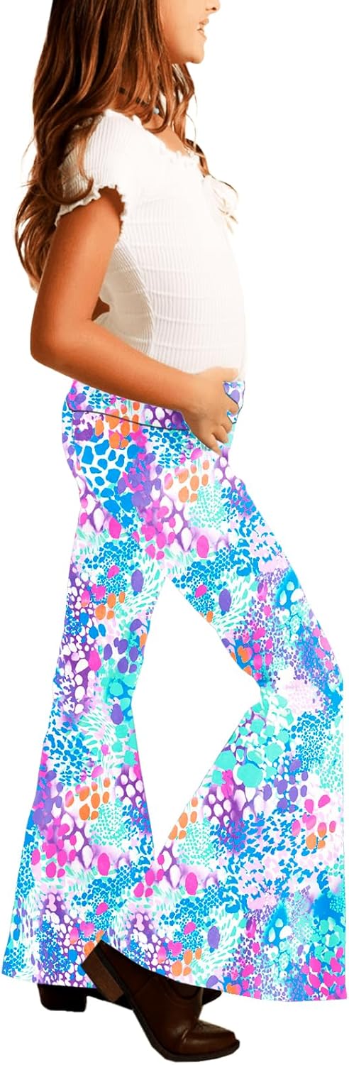 Deerose Girls Bell Bottom 4 of July American Flag Hippie Pants High Waist Flare Pants 5-14 Year