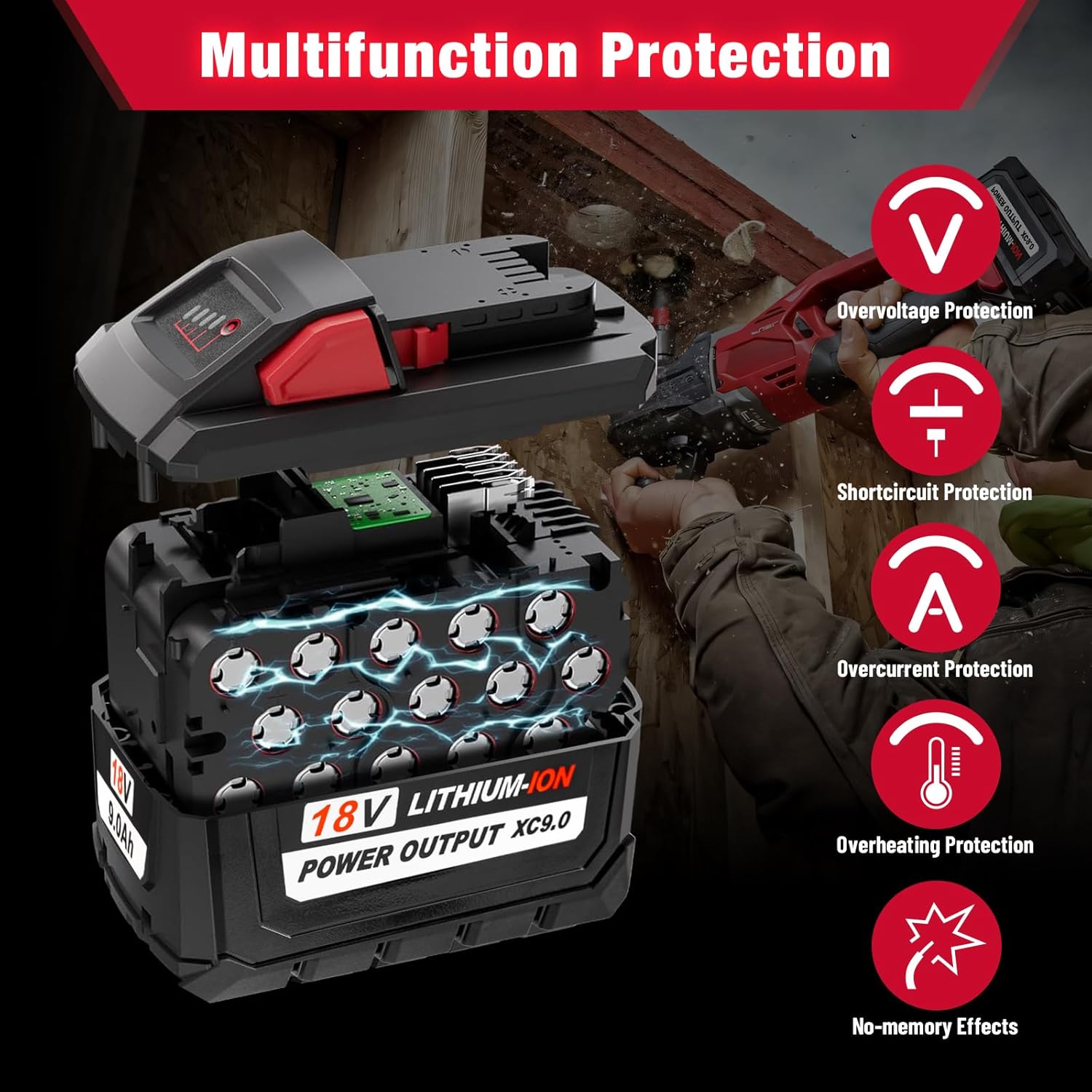 9000mAh 48-11-1880 High Output 18V Batteries Replacement for Milwaukee M18 48-11-1852 48-11-1865 48-11-1850 Lithium Ion Battery Compatible with Milwaukee 18 Volt Cordless Tools(2Pack) - Image 4