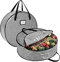 Vista 10 de BALEINE Contenedor de almacenamiento de corona, paquete de 2 bolsas de almacenamiento de corona de Navidad con material de polietileno resistente a