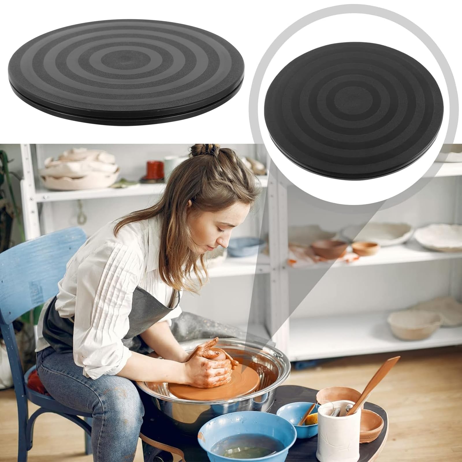 2 PCS Plateau Tournant Universel de 20 cm, Rotatif à 360°,Capacité de Charge du Plateau tournant TV 20KG, pour Les Plantes en Pot, Les Haut-Parleurs, Les Ordinateurs Portables, Les Moniteurs, Les T