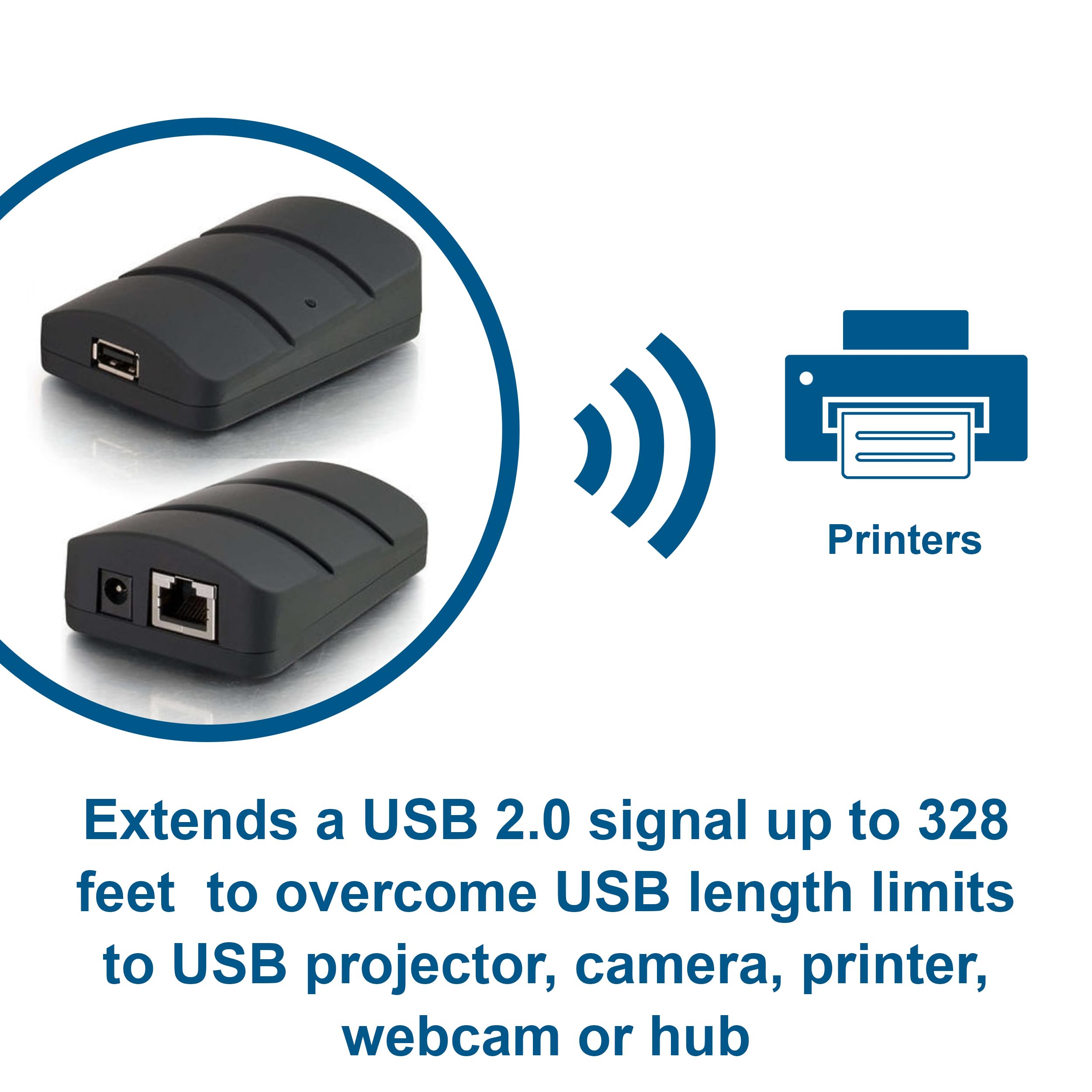 C2G Legrand USB Extender Dongle, USB Dongle Kit Signal Extender, RJ45 zu USB Receiver Signalverstärker, Schwarz, 1 Stück, 53880