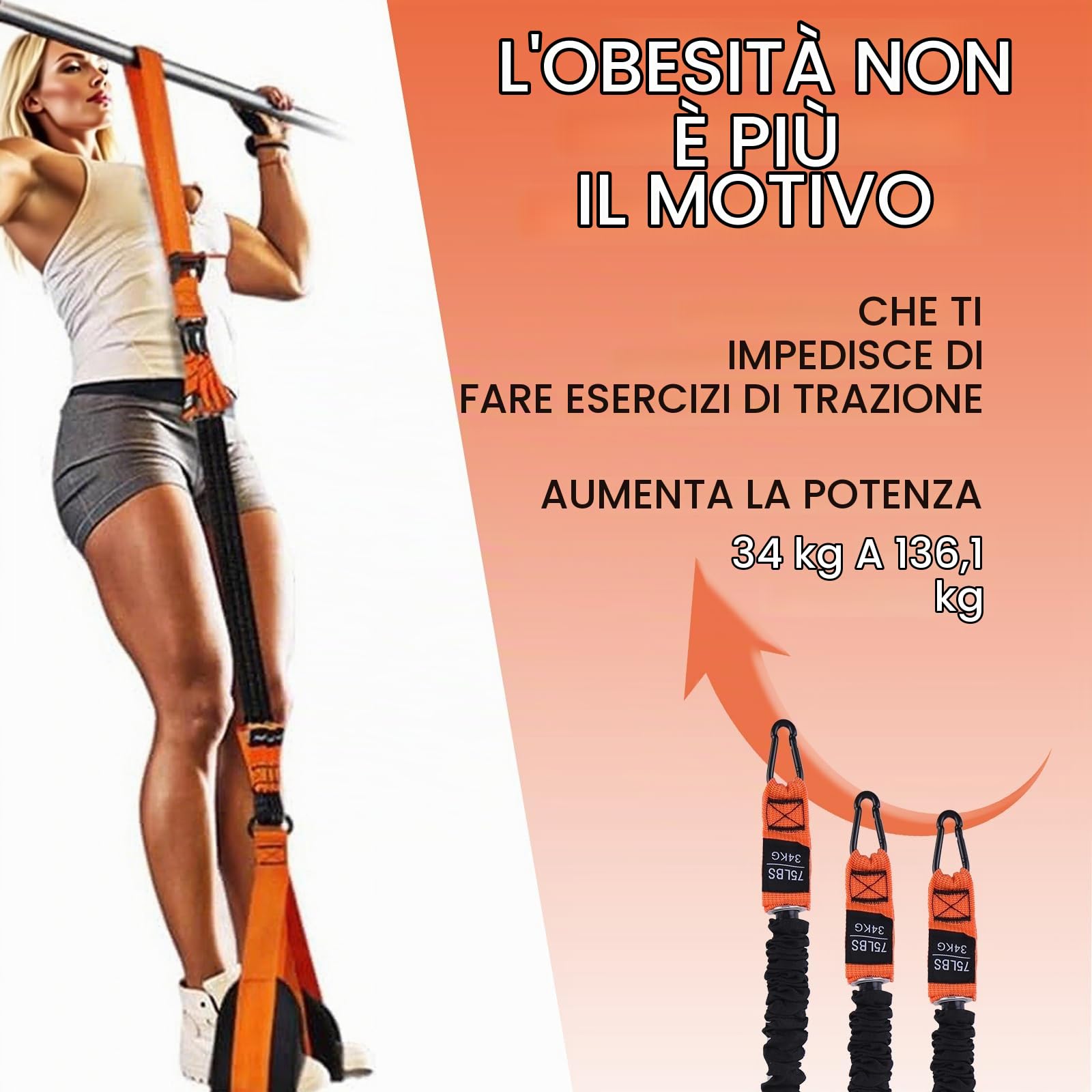 Fasce ausiliarie per trazioni, robuste fasce per trazioni con resistenza e altezza regolabili, con comodo poggiapiedi, 4 fasce per trazioni, fasce ausiliarie per trazioni