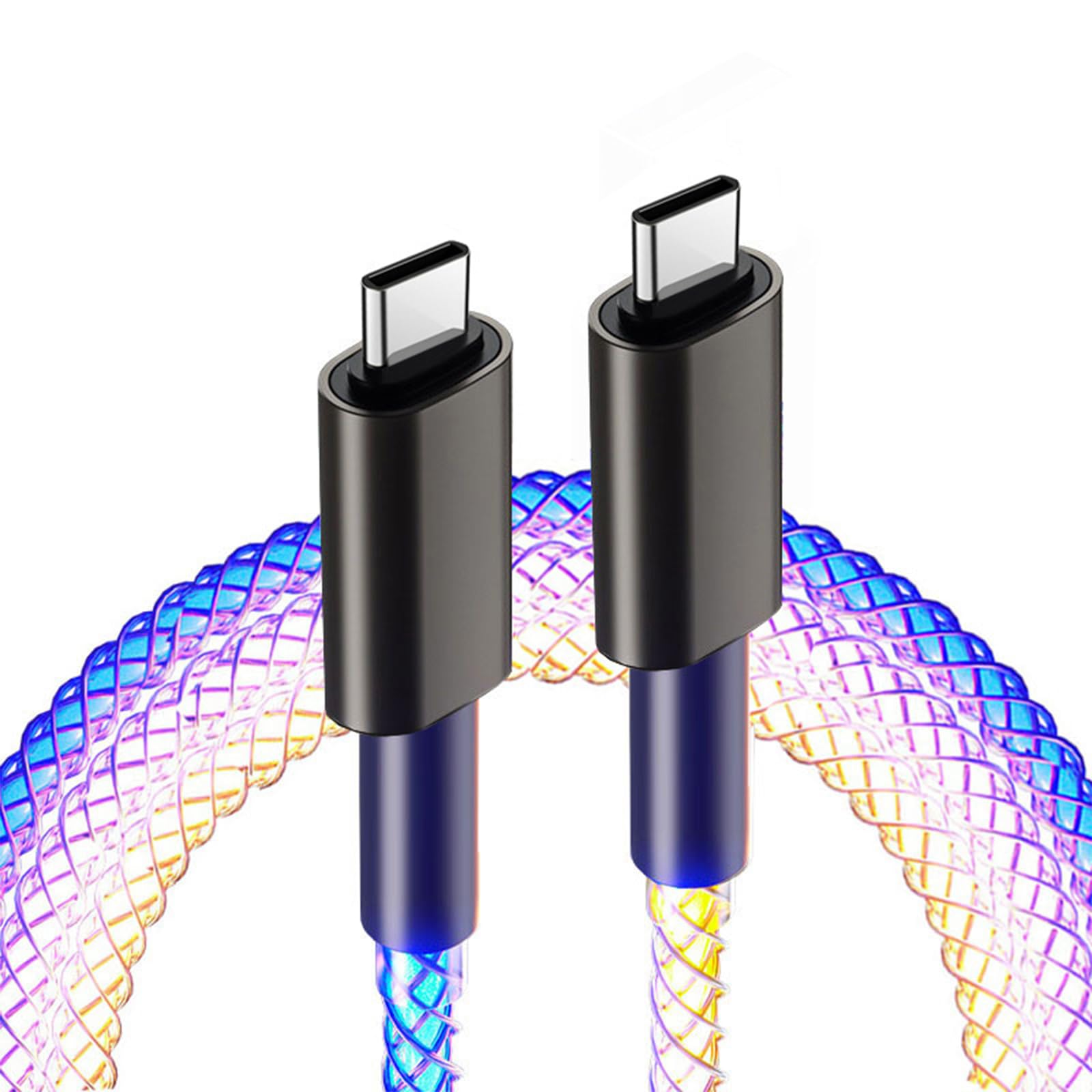 USB C to USB C Charger Cable (3.3ft/1m) with RGB Led Breathing Light Compatible With Samsung Galaxy S24/S23/A15 5G, PD 100w Fast Charging USB Cable for Car or Darkness