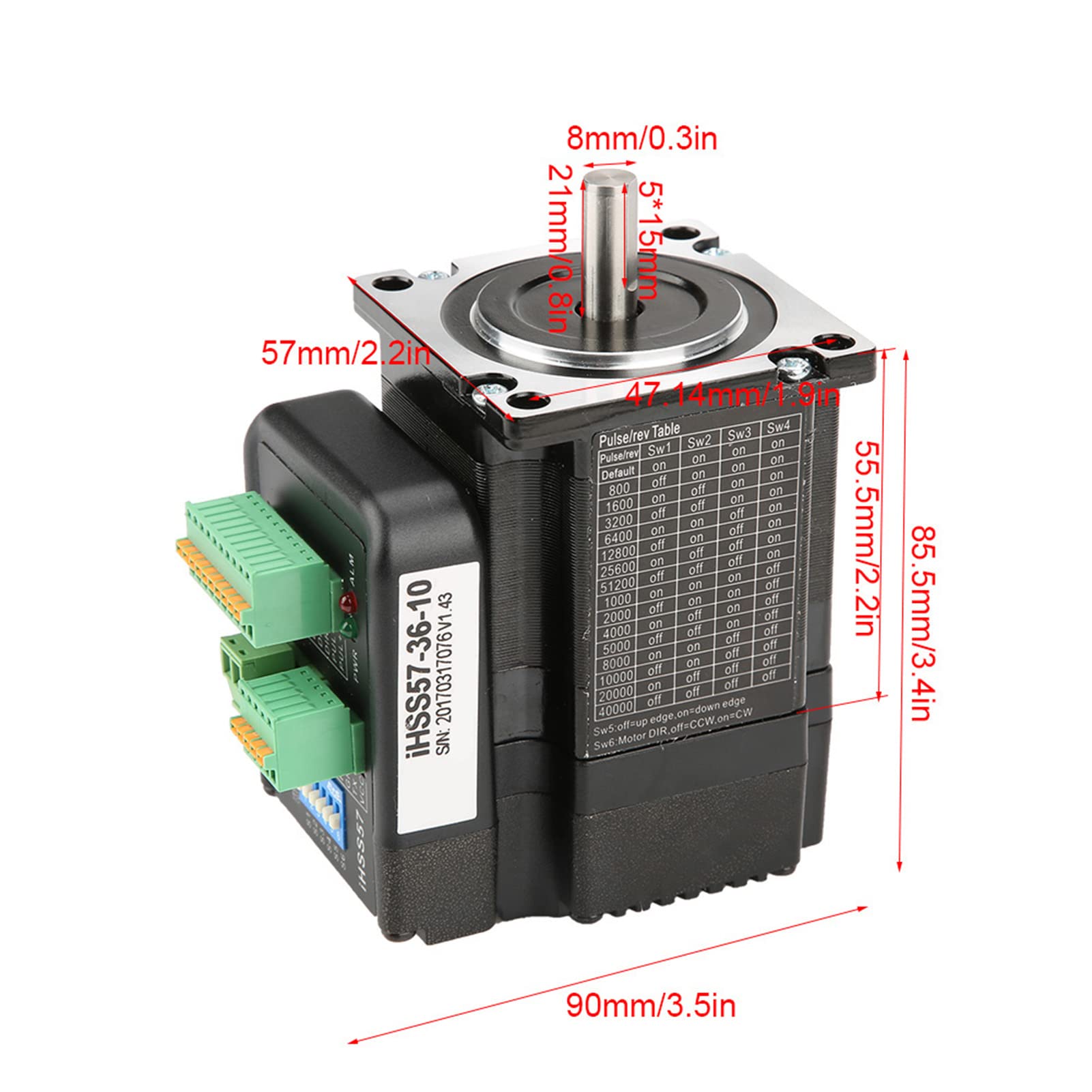 Mingzhe Driver per Motore Ibrido Passo-passo NEMA23 Coppia Elevata per Soluzioni di Automazione Industriale 36VDC 1Nm IHSS57-36-10