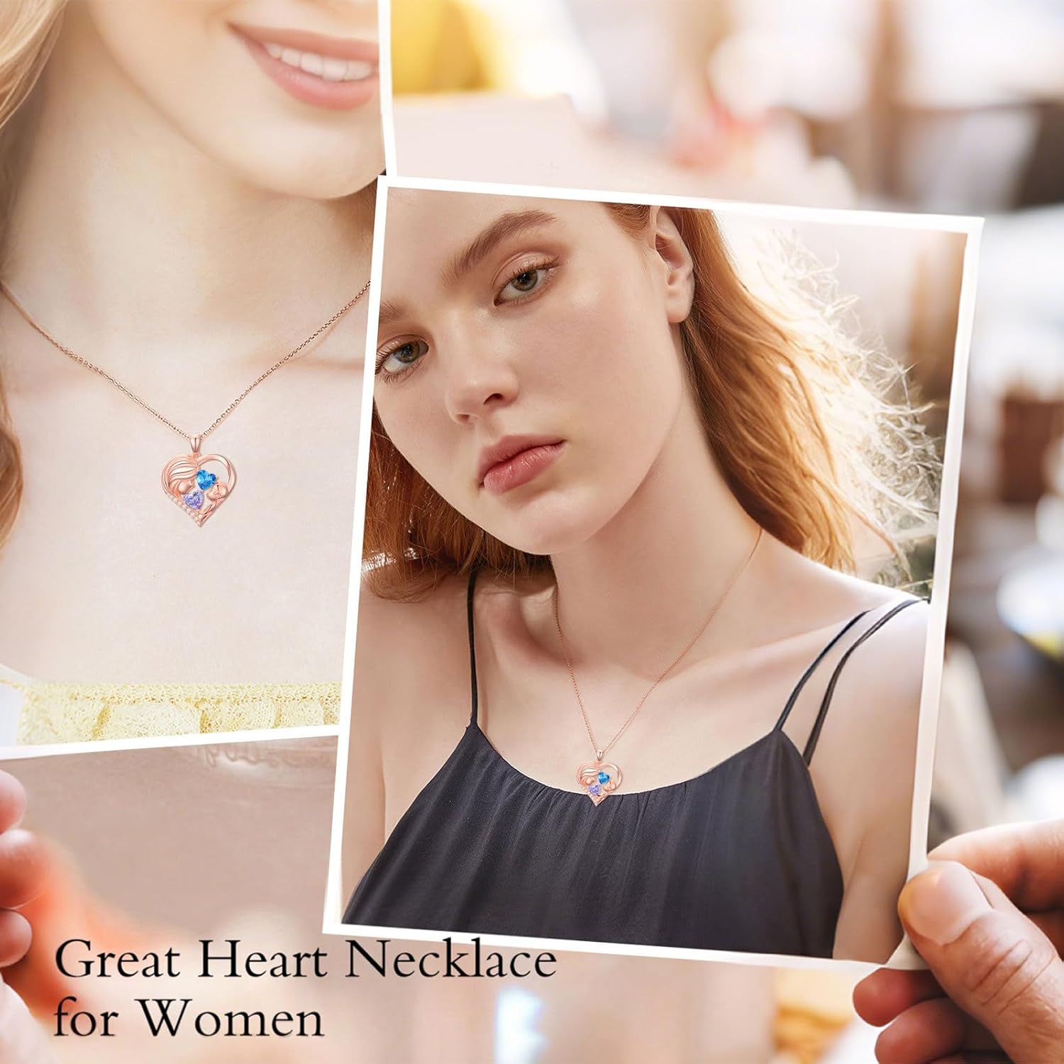 Mother Daughter Birthday Gifts for Her Women Rose Gold Plated Mom Heart Pendant with 12 Months Birthstone Necklace, Christmas Gifts for Mom Daughter, Birthday Mothers Day Gifts Anniversarry Jewelry for Wife Girlfriend Sister - Image 2