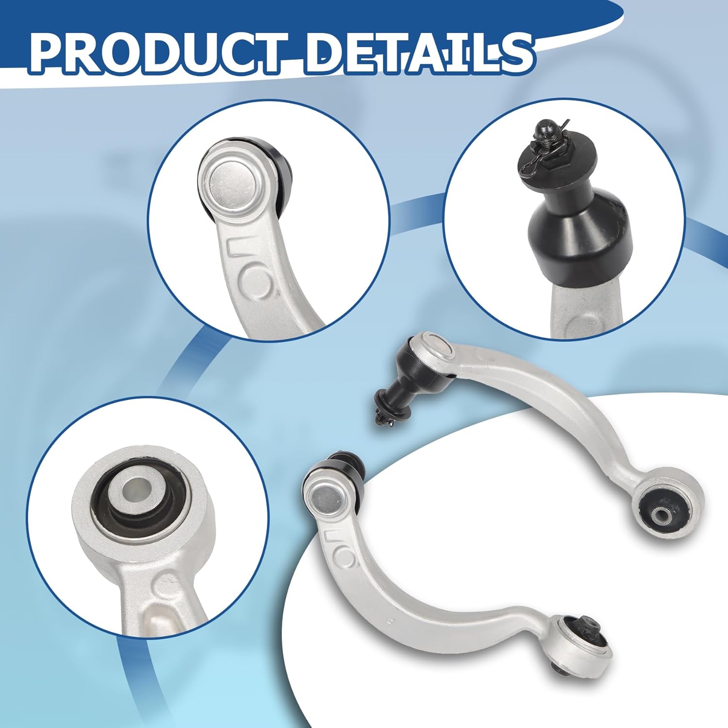 WFLNHB 8PCS Front Upper Lower Control Arm with Bushings Kit Replacement for Lexus LS460 2007-2017 4.6L V8