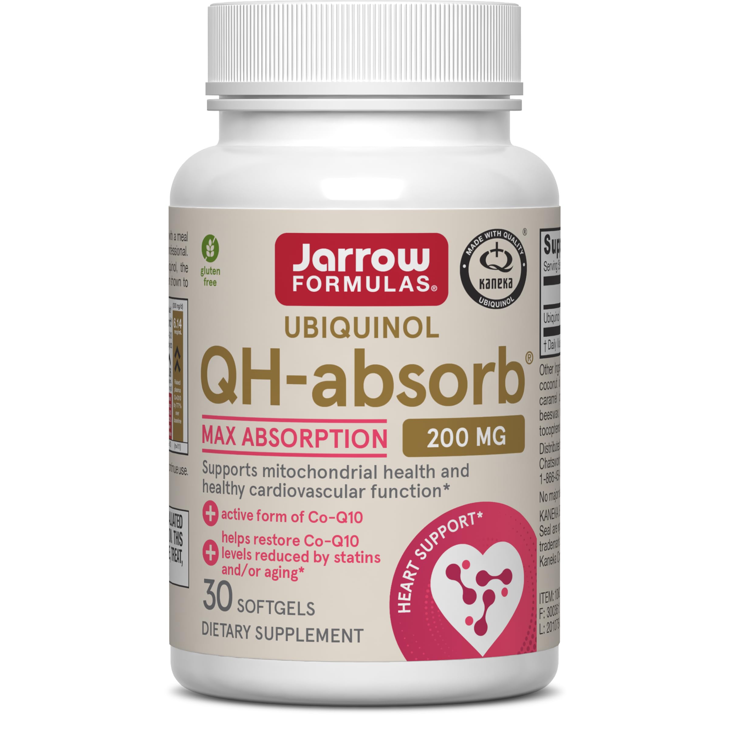Jarrow QH-Absorb CoQ10 200mg, Ubiquinol Co Q 10 Supplement, 30 Softgels Unflavored 30 Count (Pack of 1)