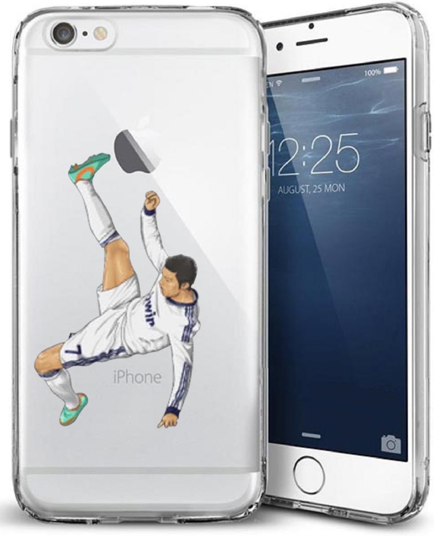 iPhone 6/6s Case, Elite_Cases Ultra Slim Soft Transparent [Soccer Player] TPU Case Cover for Apple iPhone 6 / iPhone 6s (4.7) & Elite Cases Carrying Pouch - CR7