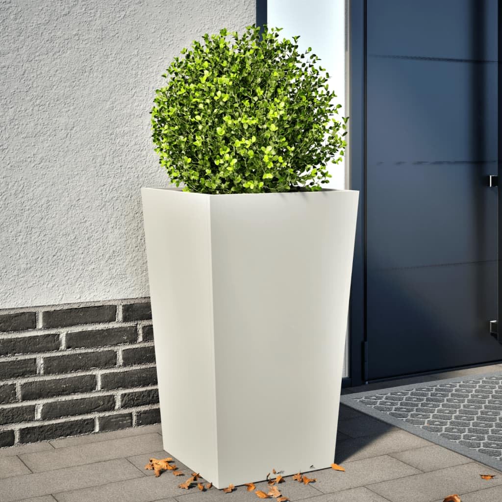 Macetero blanco 45 x 45 x 75 cm de acero para jardín, balcón, terraza