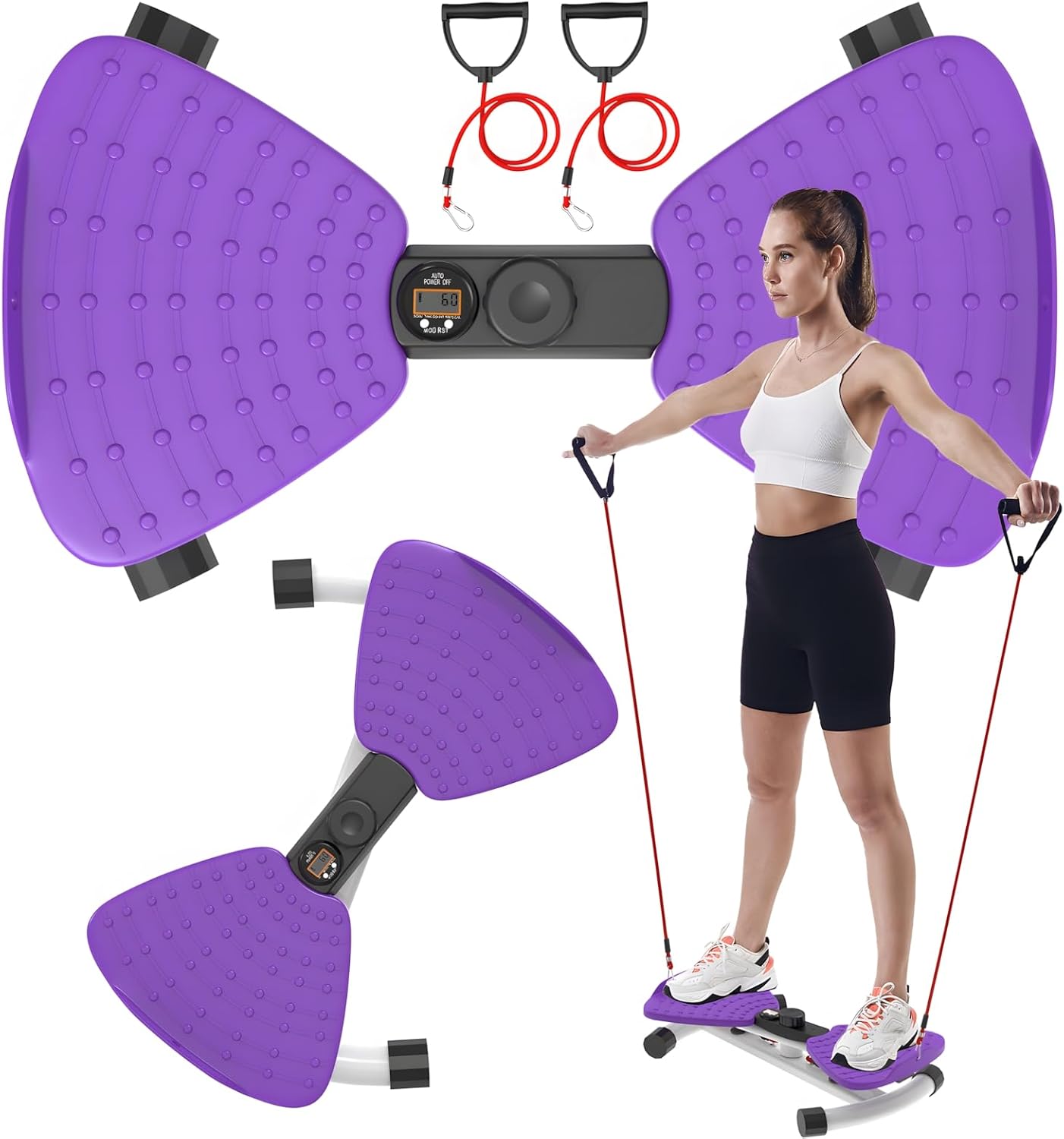 renZEC Waist Twister Machine, Adjustable Exercise Twist Board for Women Men, Noiseless Ab Twister for Home Gym Equipment, 330 lbs Capacity | Track Time, Reps, Calories with Digital Display