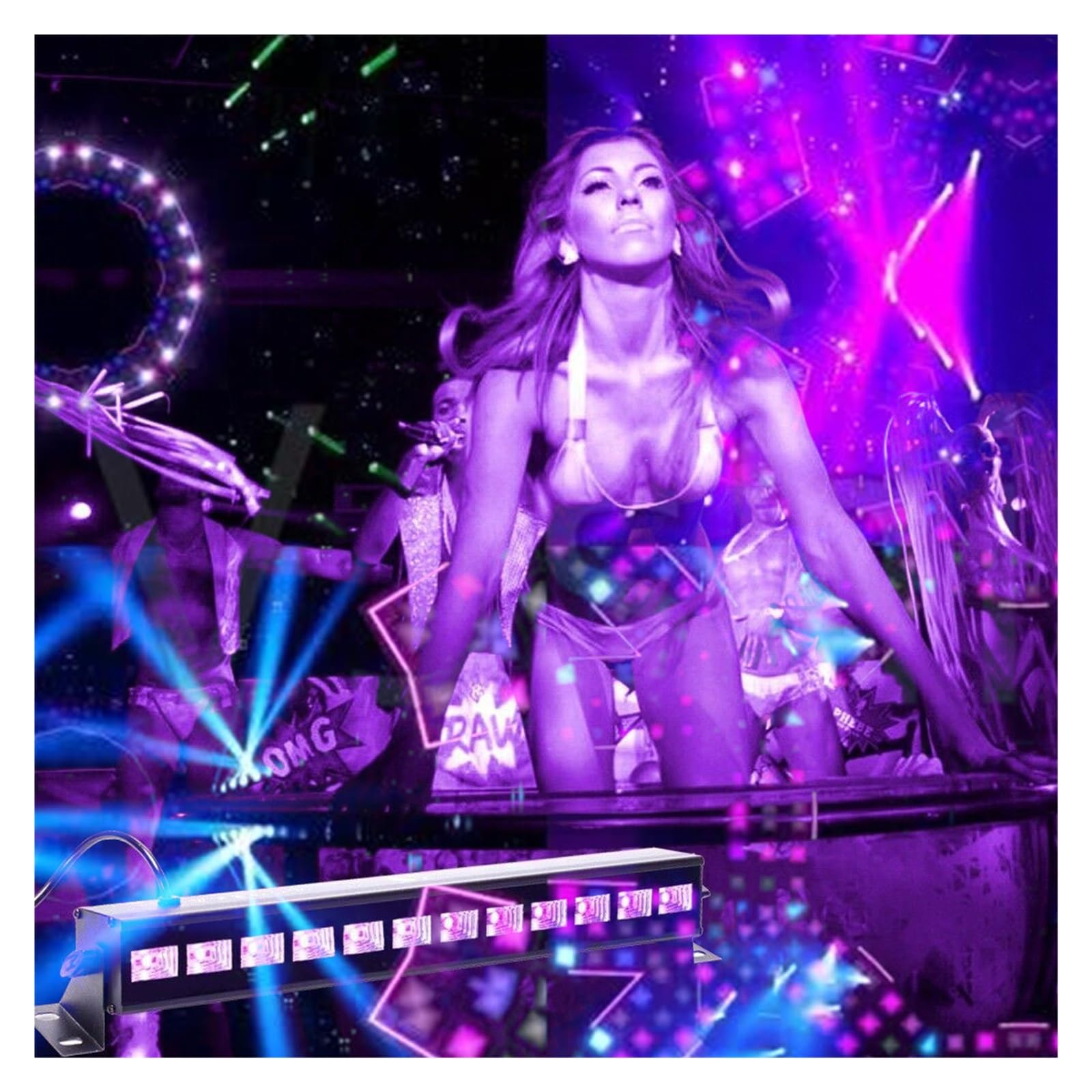 12 LED 36W LED Efecto De Luz De Escenario DJ Disco UV Violeta Arandela De Pared Proyector Fiesta Bar Reflector AC 100-240V Láser Luces Negras