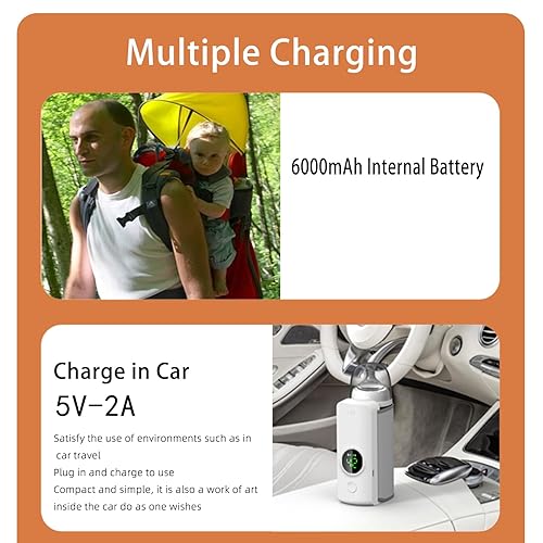 Miniatura 4 de Calentador de biberones portátil para viajes, calentamiento rápido y calentamiento de larga duración hasta 5 horas, control preciso de la