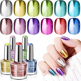 SAVILAND Metallic Nail Polish with Base and Top Coat: Chrome Nail Polish...