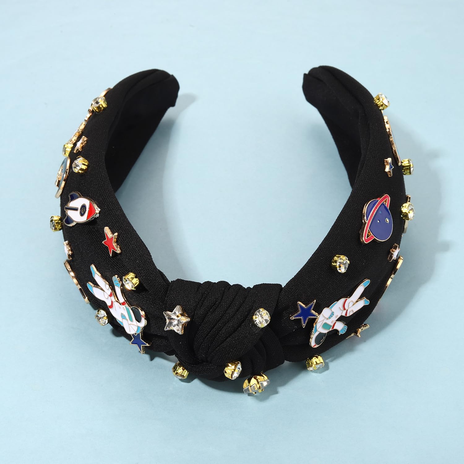 mokkia Diademas de astronauta espacial para mujer, Saturno, planeta, cohete, espacial, diadema anudada con diamantes de imitación, estrella, celestial, explorador espacial, accesorios para el cabello