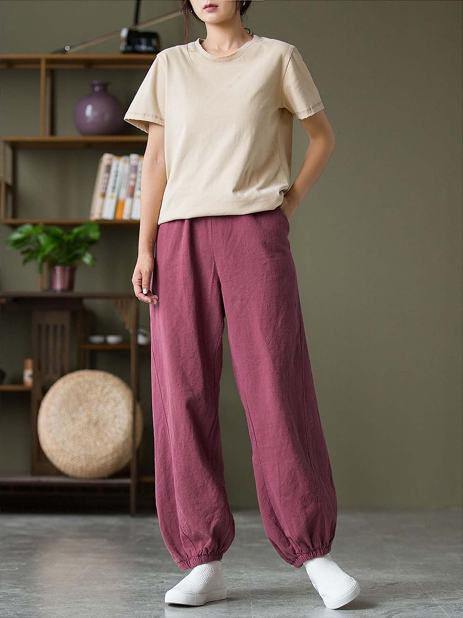 Genérico Pantalones De Tai Chi Cómodo Pantalones De Kung Fu Pantalones Sueltos De Wing Chun Pantalones De Meditación Pantalones Zen Pantalones De Artes Marciales