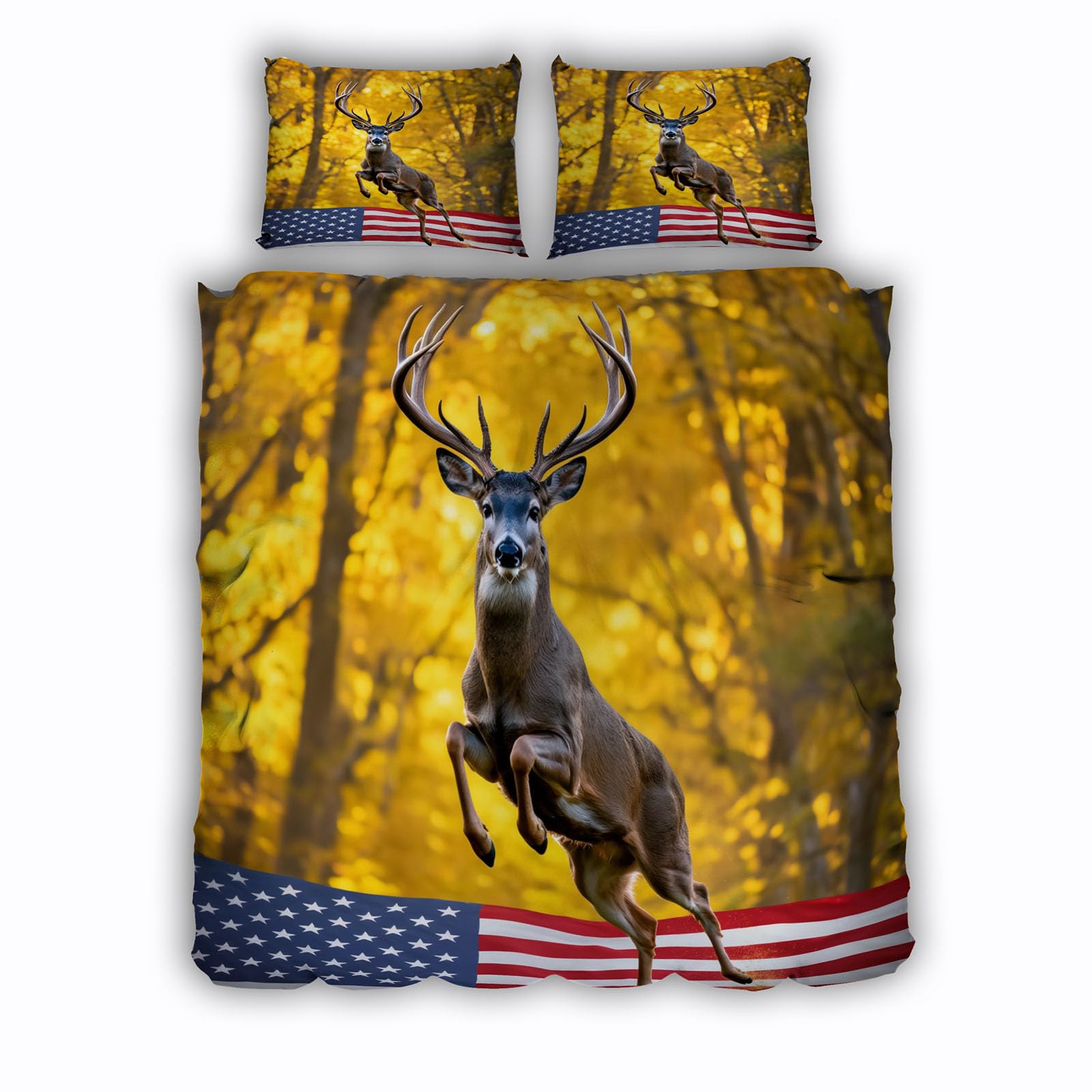 Ensemble de literie 3D wapiti drap housse de couette 220x240 avec taie