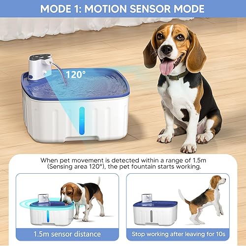 Miniatura 3 de Fuente de agua para perros grandes inalámbrica, fuente de agua grande de 2.1 galones8 l270 onzas para perros en el interior, 3 modos de trabajo,