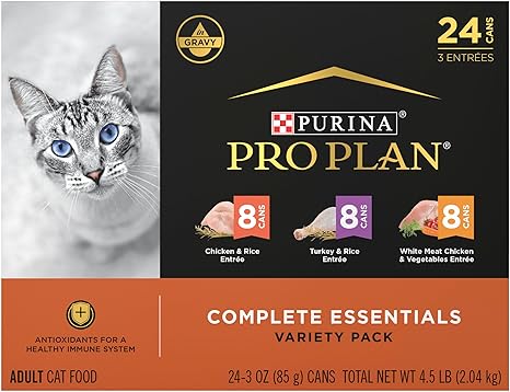 Purina Pro Plan Gravy, High Protein Wet Cat Food Variety Pack, Complete Essentials Chicken and Turkey Favorites - (Pack of 24) 3 oz. Cans Purina Pro Plan Gravy, High Protein Wet Cat Food Variety Pack, Complete Essentials Chicken and Turkey Favorites - (Pack of 24) 3 oz. Cans