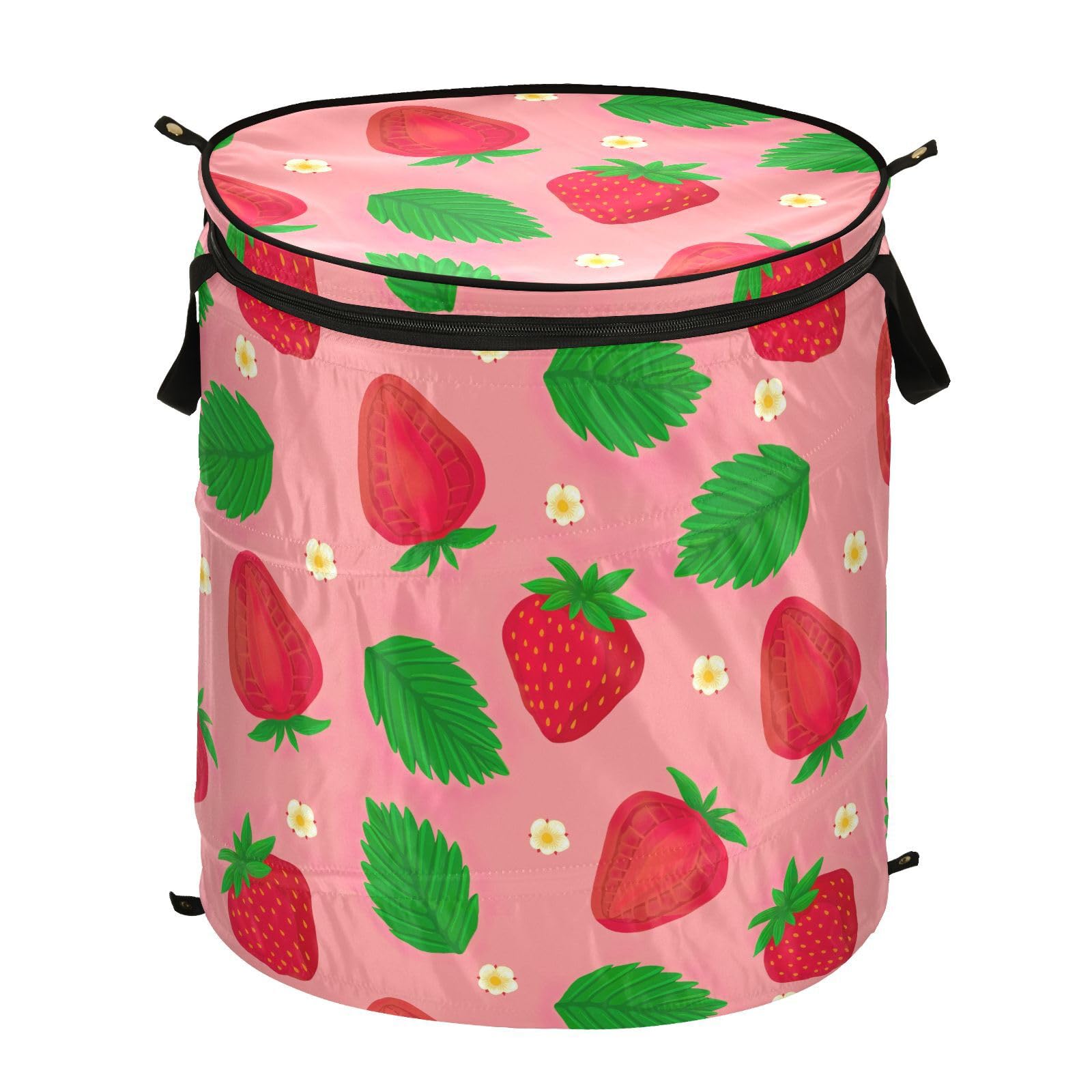 Strawberry Good Laundry Basket with Handles, Foldable Basket for Laundry, Dorm Room Laundry Bag