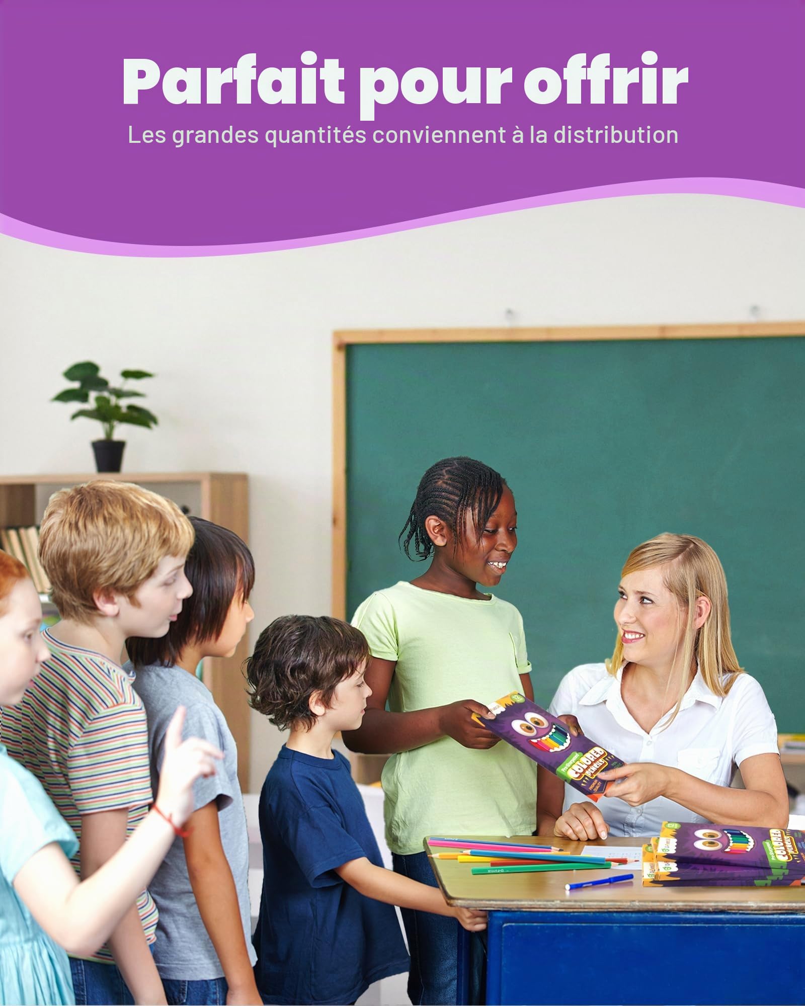D-FantiX Lot de 288 Crayons de Couleur, 24 Paquets de Couleur Pré-taillés, Cadeaux de Rentrée pour Les étudiants, Fournitures Scolaires pour Les Enfants, Garçons et Filles