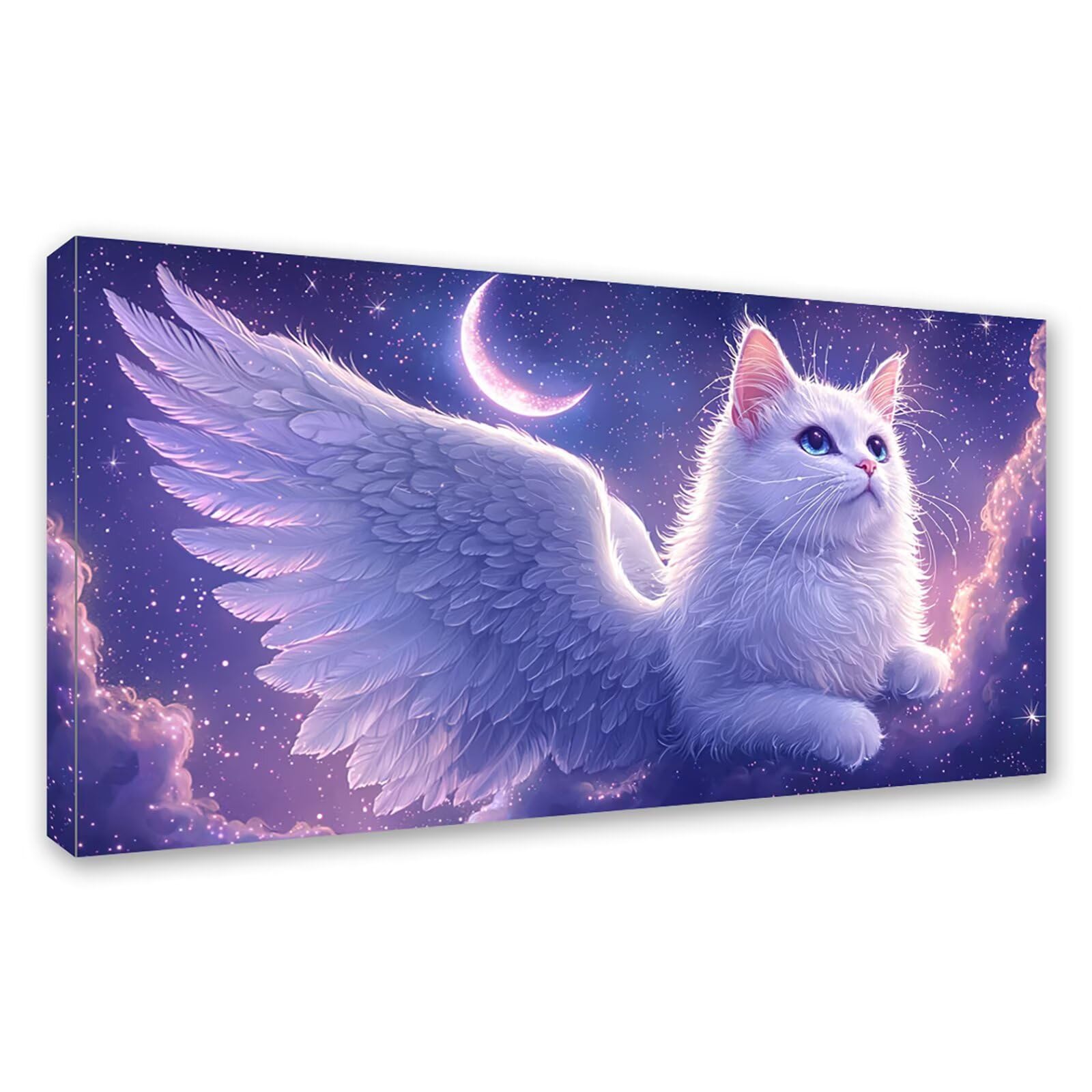 Diamond Painting Adultos Ángel Pintura Diamante, Gato Diamond Painting 5D Completo, DIY Cuadrado Cristal Bordado Punto de Cruz Cuadros de Diamantes para Decoracion Hogar, Regalo Mujer 200x100cm 0J-40