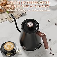 Vista 4 de Gooseneck Electric Kettle with Thermometer, 0.8L Small Electric Tea Kettle, 1200W Fast Heat, Precision Pour for Coffee & Tea, Auto Shut Off & Dry