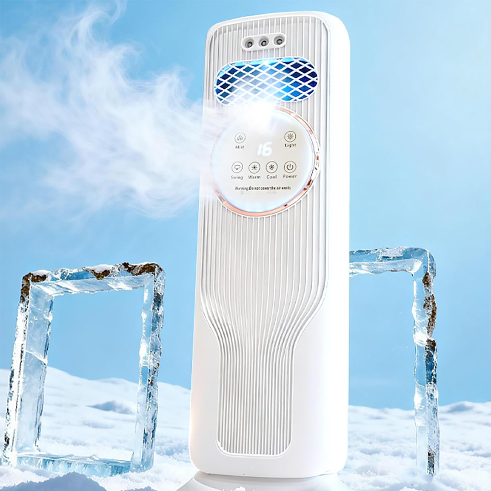 Przenośna klimatyzacja,Przenośny, parowy wentylator chłodzący z pilotem, 4 trybami i 3 prędkościami, wyświetlaczem LED, 12-godzinnym timerem, cichym, bezłopatkowym wentylatorem chłodzącym do